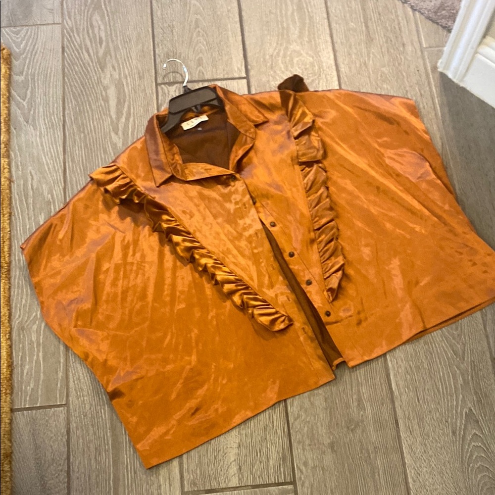 Women's Orange Ruffled Top